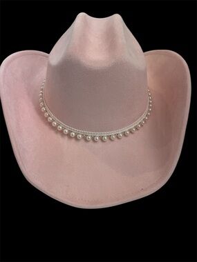 HAT western cowboy cowgirl faux suede felt blush pink adjustable sweat band NWT